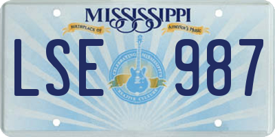 MS license plate LSE987