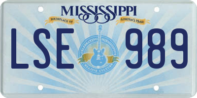 MS license plate LSE989