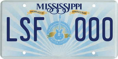MS license plate LSF000