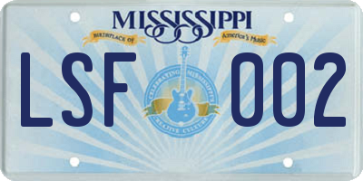 MS license plate LSF002