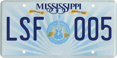 MS license plate LSF005
