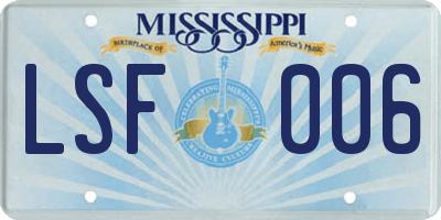 MS license plate LSF006