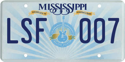 MS license plate LSF007