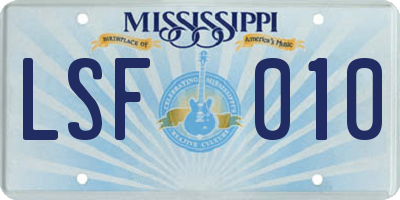 MS license plate LSF010