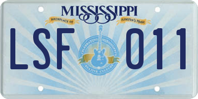 MS license plate LSF011