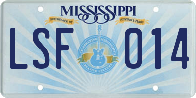 MS license plate LSF014