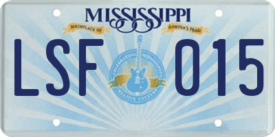 MS license plate LSF015