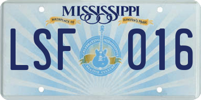 MS license plate LSF016