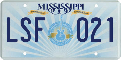 MS license plate LSF021