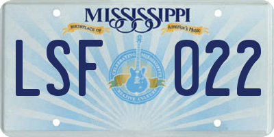 MS license plate LSF022