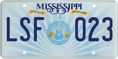 MS license plate LSF023