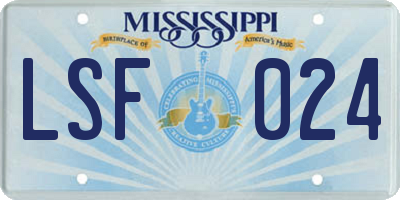 MS license plate LSF024