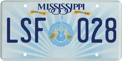 MS license plate LSF028