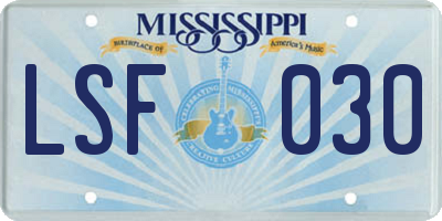 MS license plate LSF030