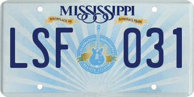 MS license plate LSF031