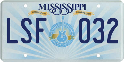 MS license plate LSF032