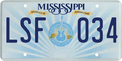 MS license plate LSF034