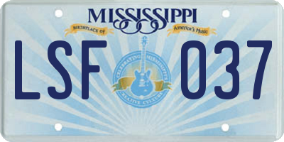MS license plate LSF037