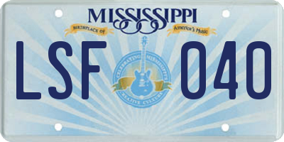 MS license plate LSF040