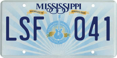 MS license plate LSF041