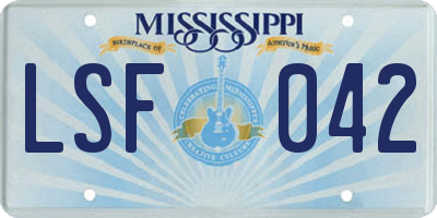 MS license plate LSF042