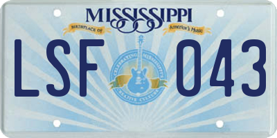 MS license plate LSF043