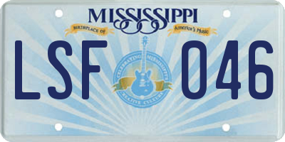 MS license plate LSF046