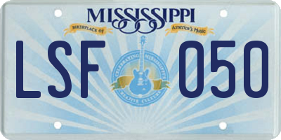 MS license plate LSF050