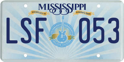 MS license plate LSF053