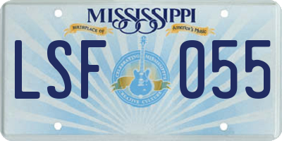 MS license plate LSF055