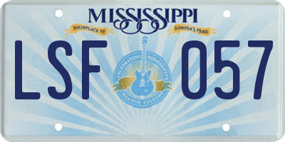 MS license plate LSF057