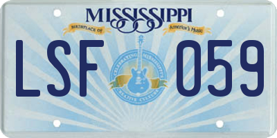 MS license plate LSF059