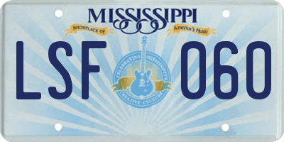 MS license plate LSF060