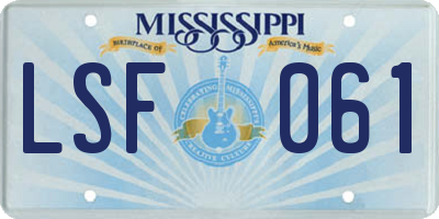 MS license plate LSF061