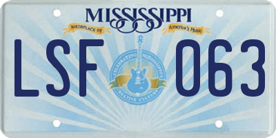 MS license plate LSF063