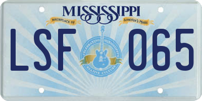 MS license plate LSF065