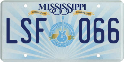 MS license plate LSF066