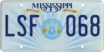MS license plate LSF068