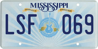 MS license plate LSF069