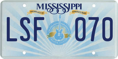 MS license plate LSF070