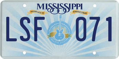 MS license plate LSF071
