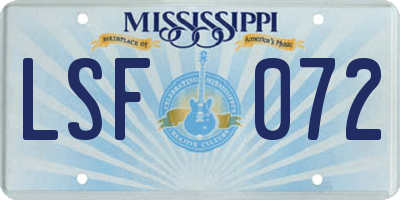 MS license plate LSF072
