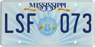 MS license plate LSF073