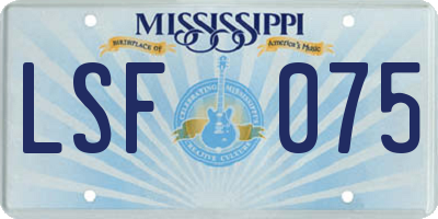 MS license plate LSF075
