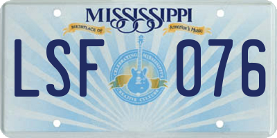 MS license plate LSF076