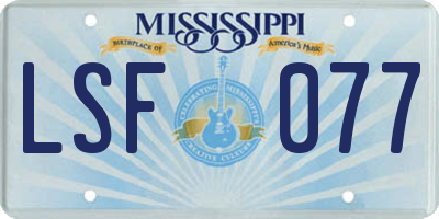 MS license plate LSF077