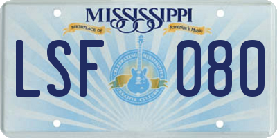 MS license plate LSF080