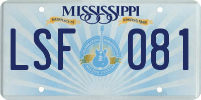 MS license plate LSF081