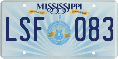 MS license plate LSF083