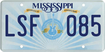 MS license plate LSF085